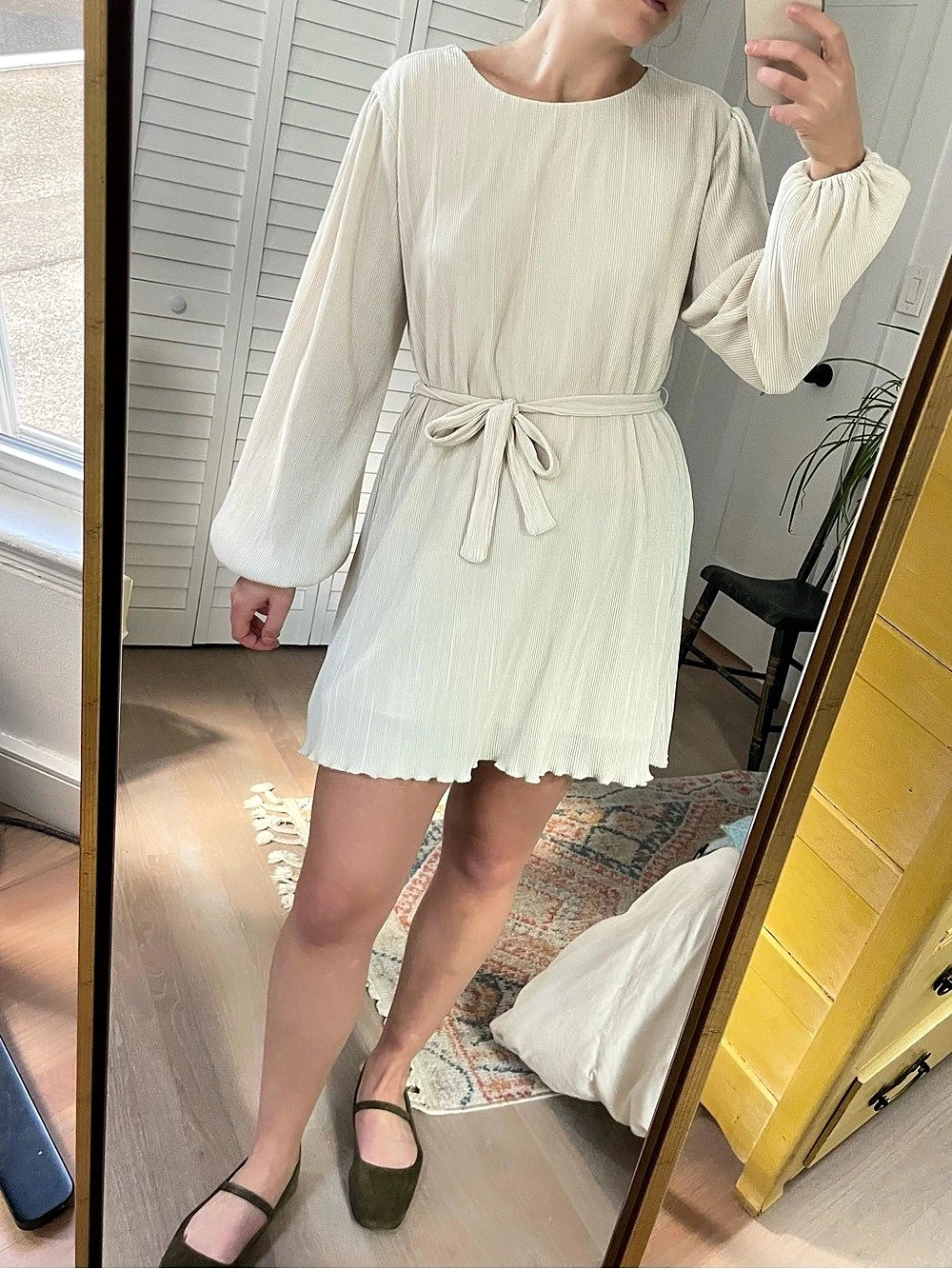 Abercrombie & Fitch Mini Dress Long Sleeve Cream Size Small